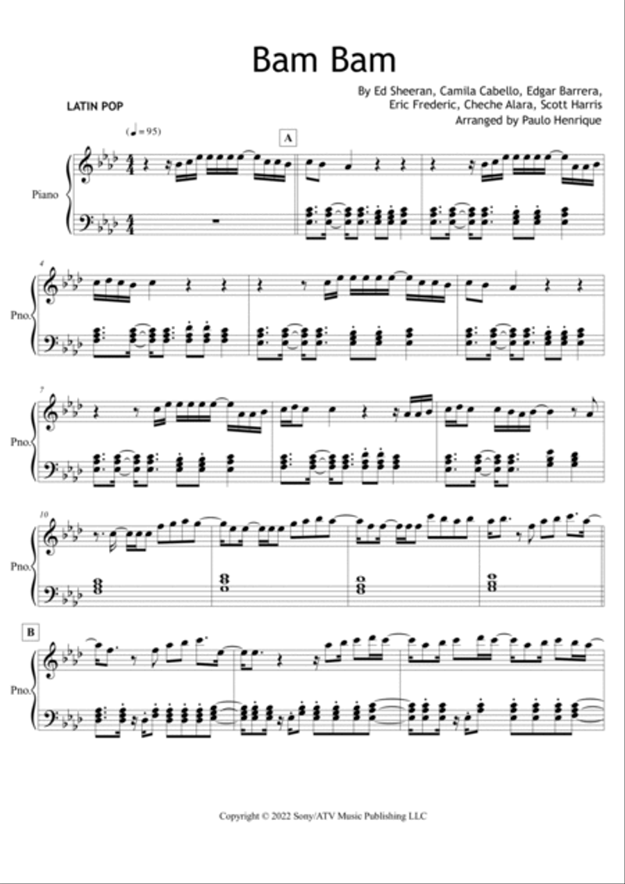 Bam Bam Piano Solo scores gallery preview page 2