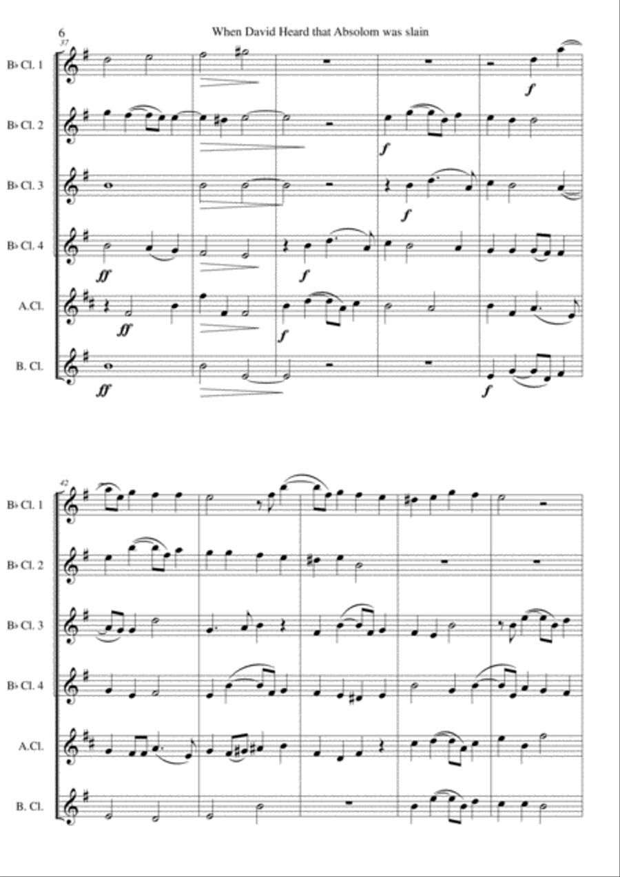 When David heard that Absalom was slain (clarinet sextet) Clarinet Solo scores gallery preview page 6