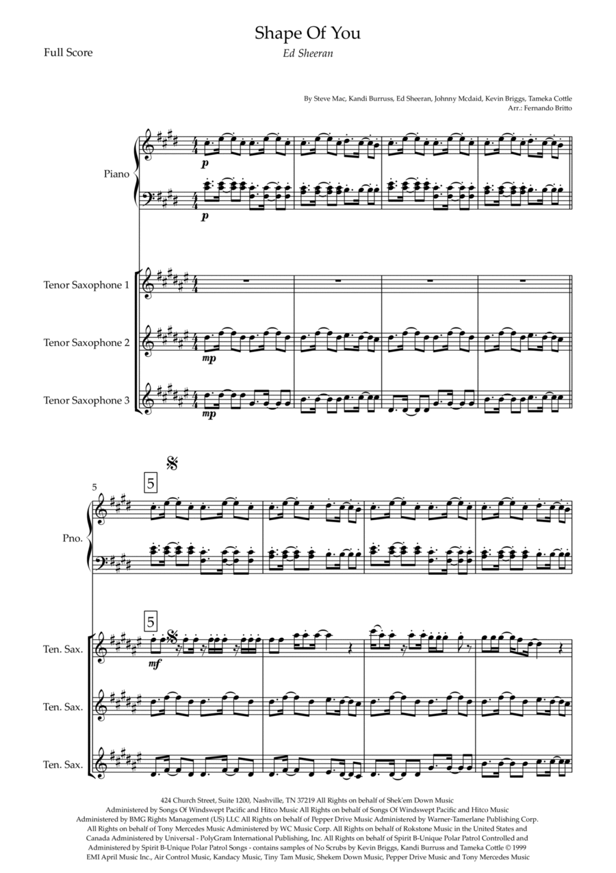 Shape Of You Shape Of You Small Ensemble scores gallery preview page 1
