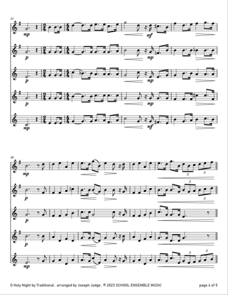 O Holy Night for Saxophone Quartet in Schools Saxophone Quartet scores gallery preview page 4