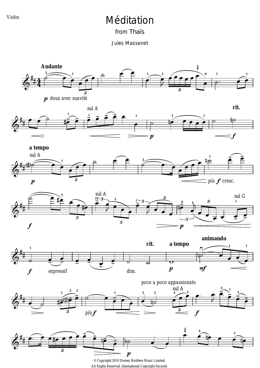 Meditation (from Thais) Meditation (from Thais) Violin Solo scores gallery preview page 1