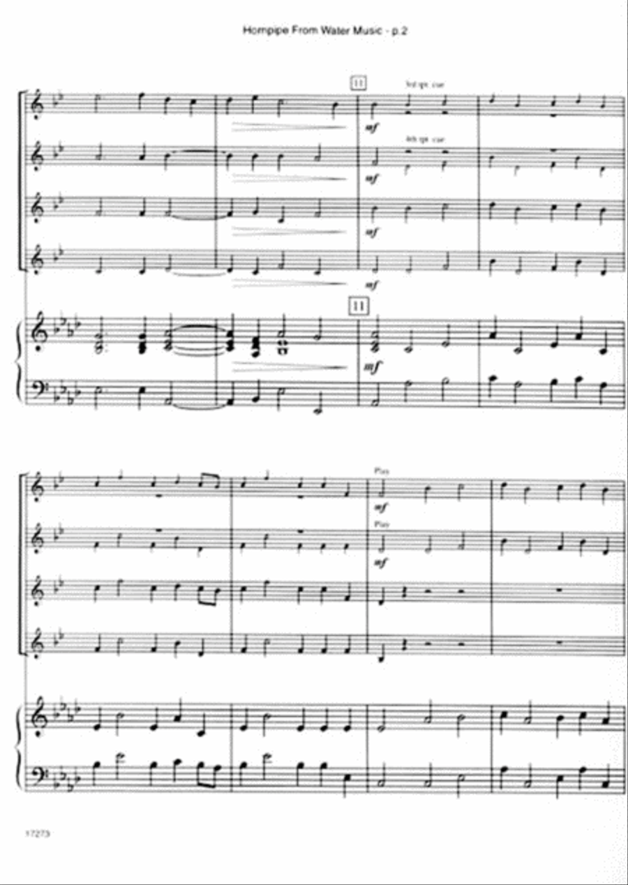 Hornpipe From Water Music B-Flat Trumpet scores gallery preview page 3