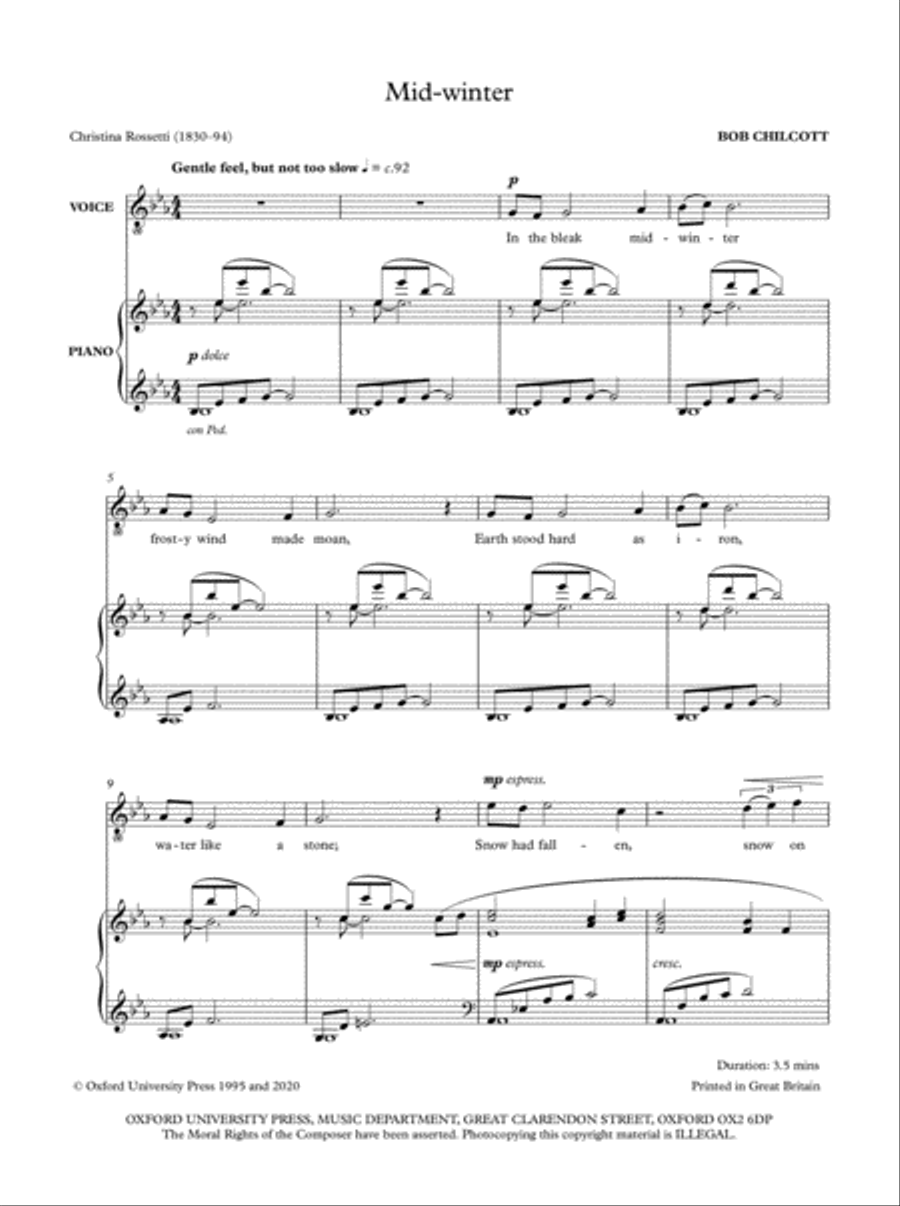Mid-winter Mid-winter Voice Solo scores gallery preview page 1