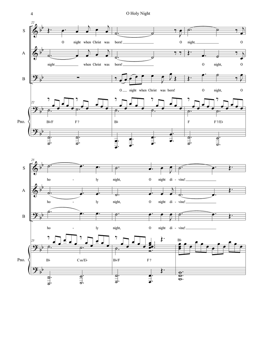 O Holy Night (for SAB - Medium/Low Key) O Holy Night (for SAB - Medium/Low Key) 3-Part scores gallery preview page 5