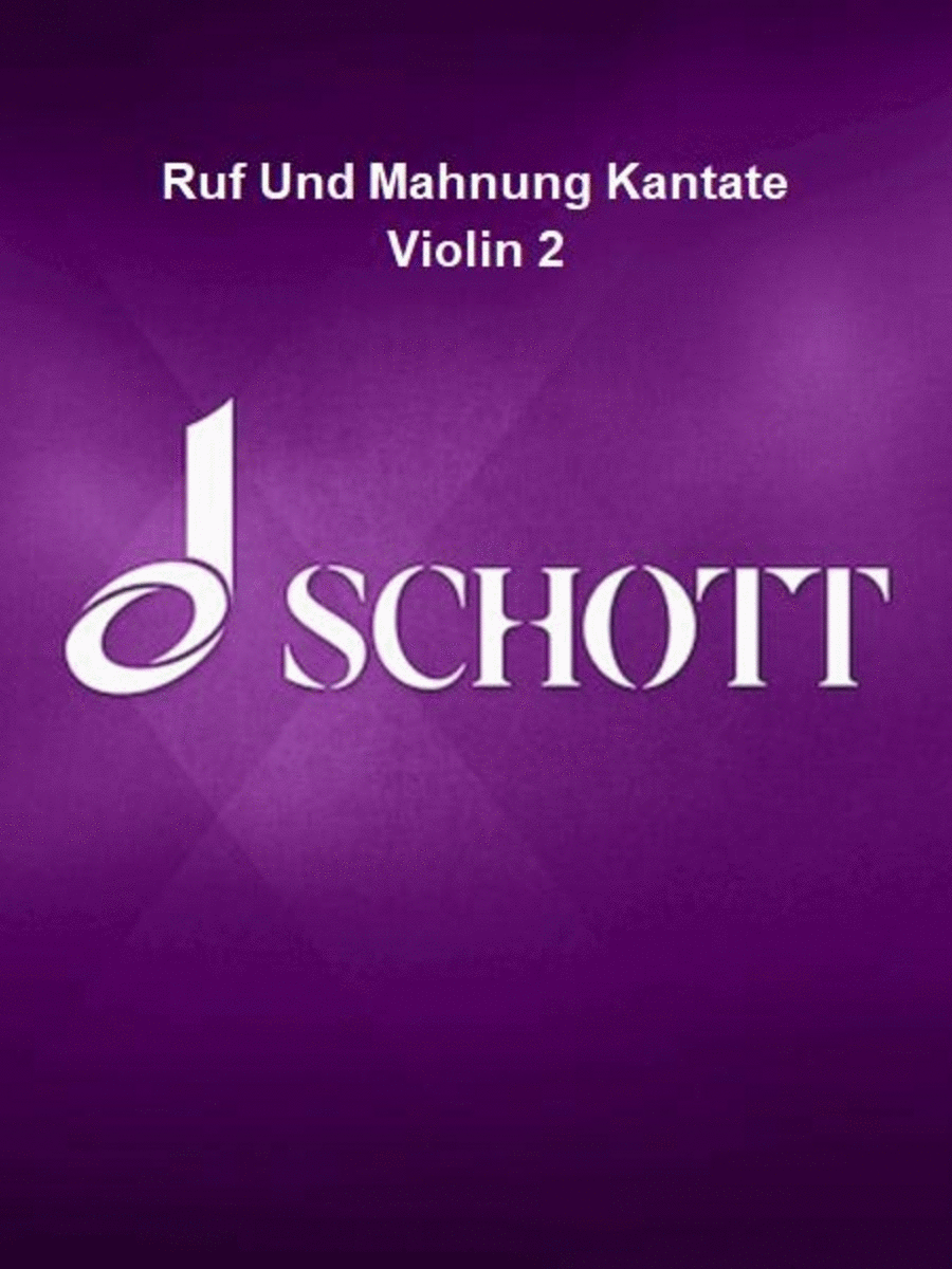 Ruf Und Mahnung Kantate Violin 2