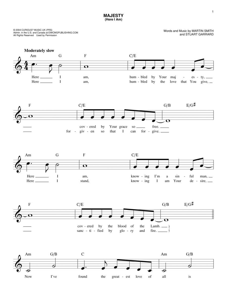 Majesty (Here I Am) Piano scores gallery preview page 1
