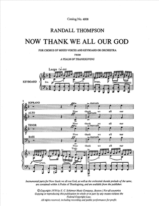 A Psalm Of Thanksgiving: Now Thank We All Our God
