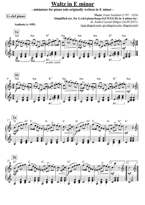 Schubert (Franz) - Waltz in Em - arr. for G-clef piano in A minor