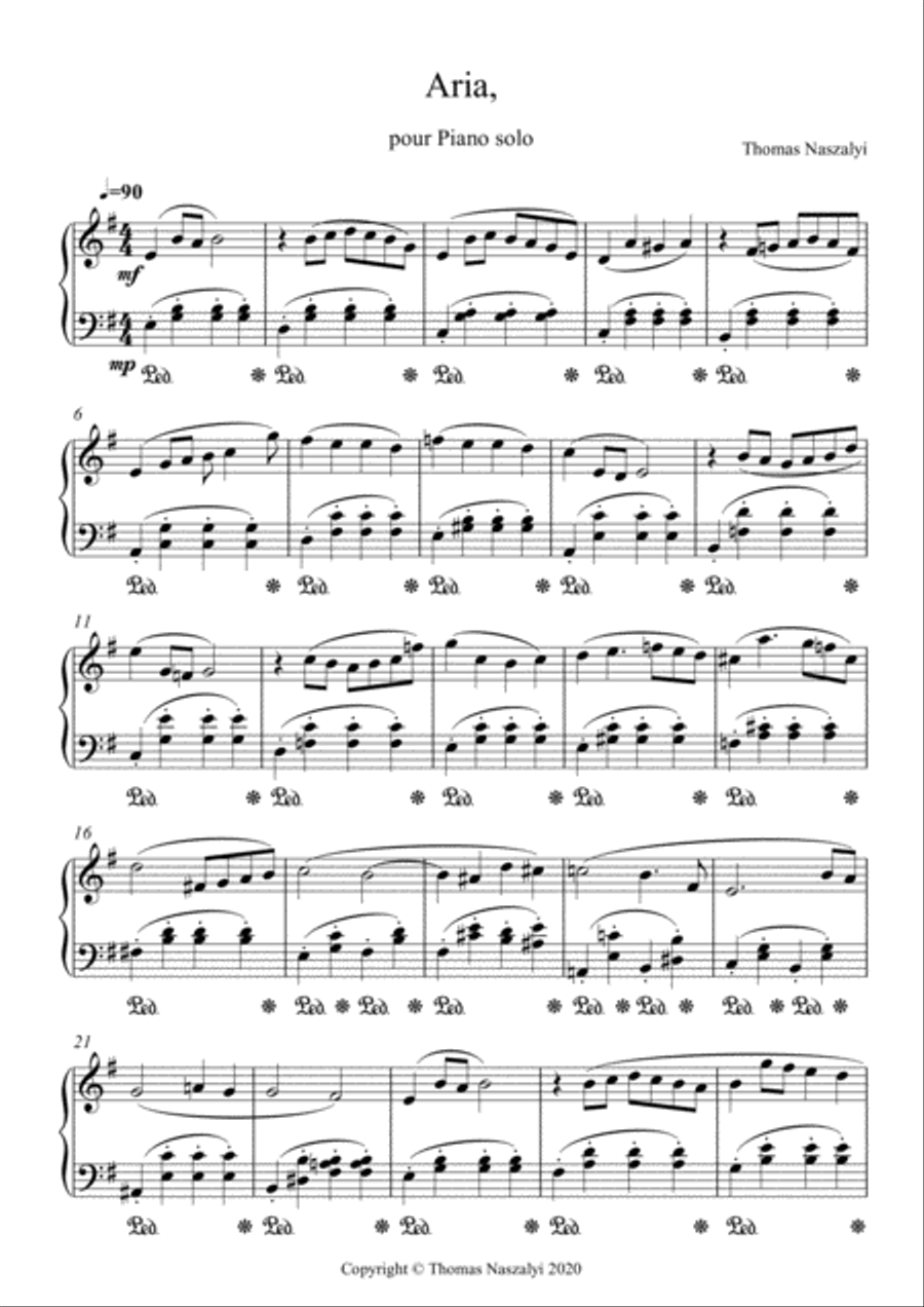 Aria, pour piano solo image number null