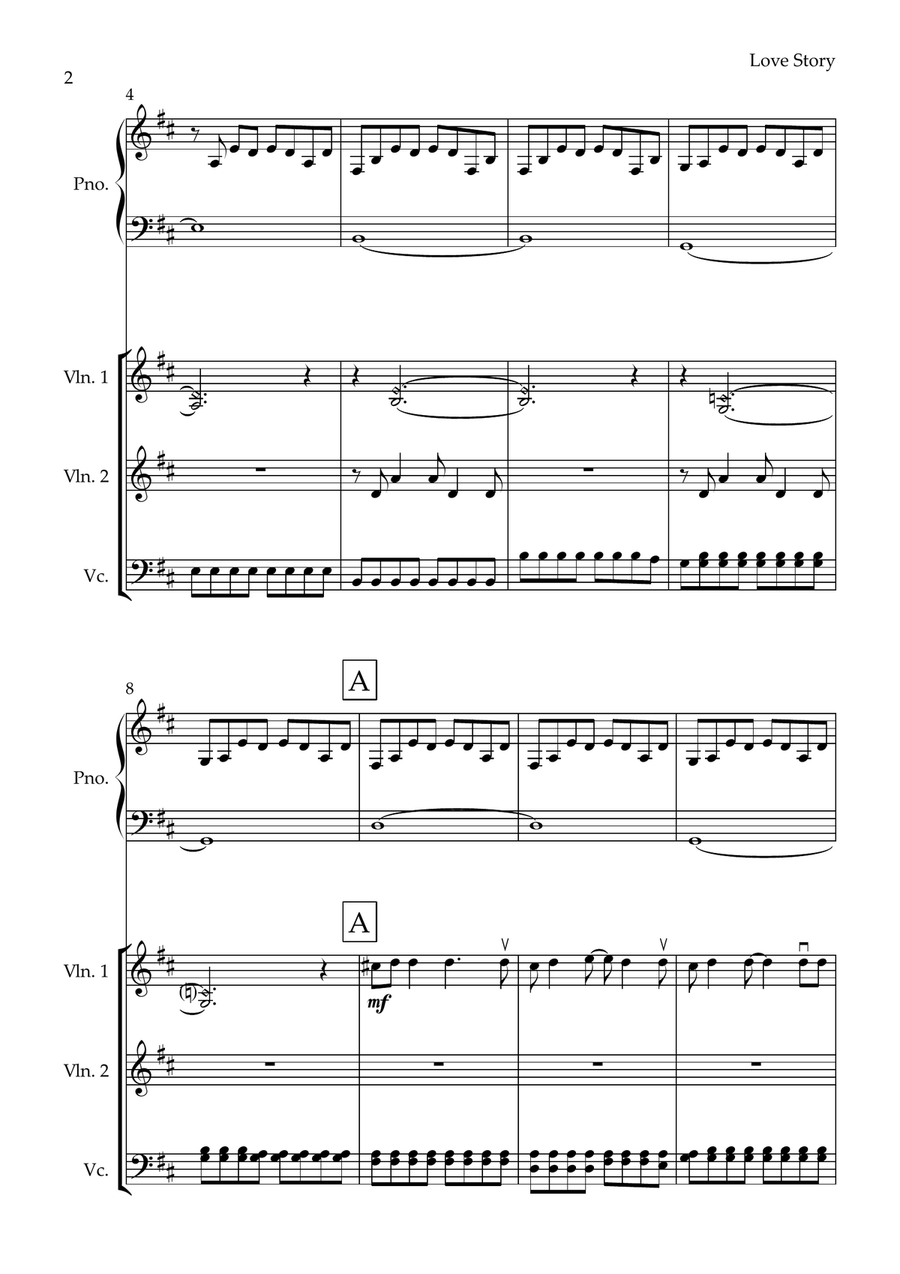 Love Story Piano Quartet scores gallery preview page 2