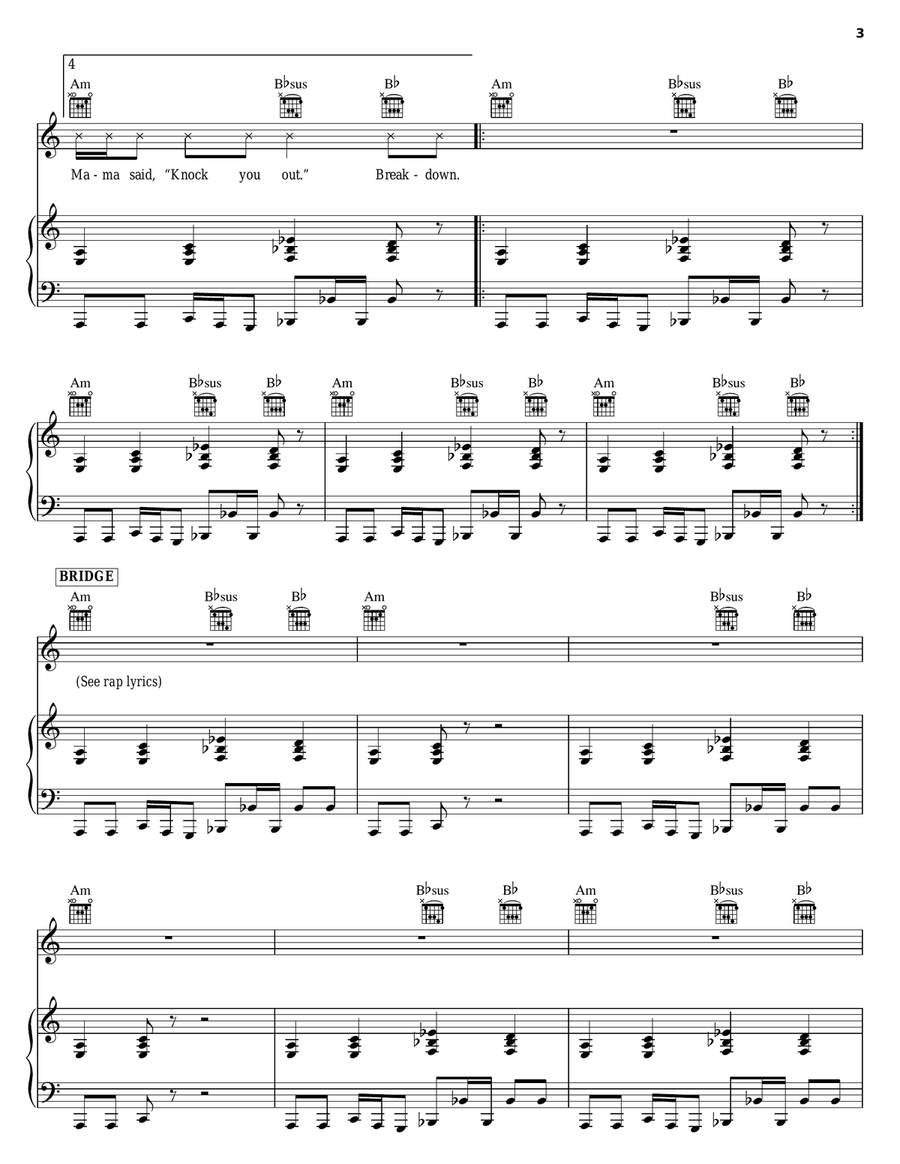 Mama Said Knock You Out Mama Said Knock You Out Piano, Vocal, Guitar scores gallery preview page 3