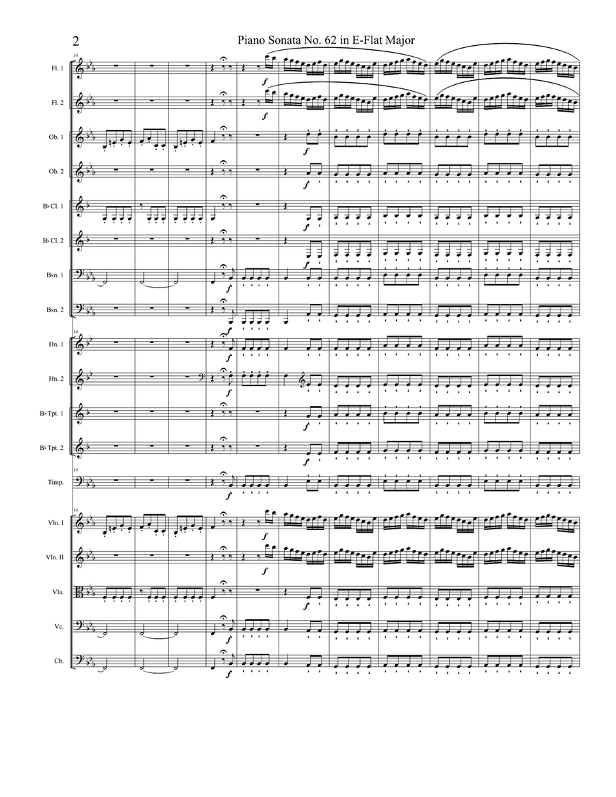 Piano Sonata in E-flat major, Hob.XVI:52, Movement 3 Full Orchestra scores gallery preview page 2