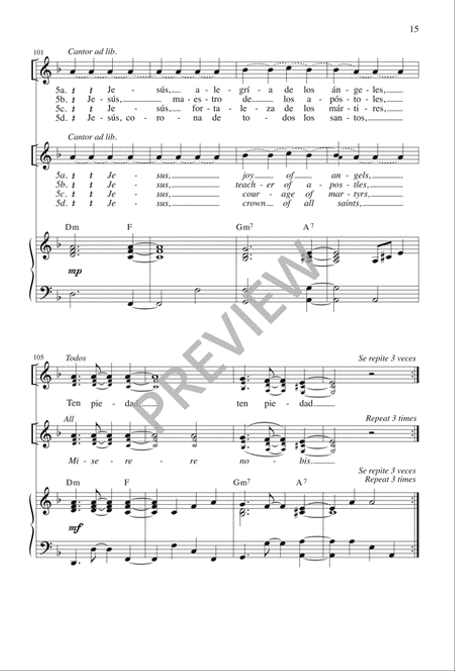 Letanía del Santo Nombre de Jesús 3-Part scores gallery preview page 15