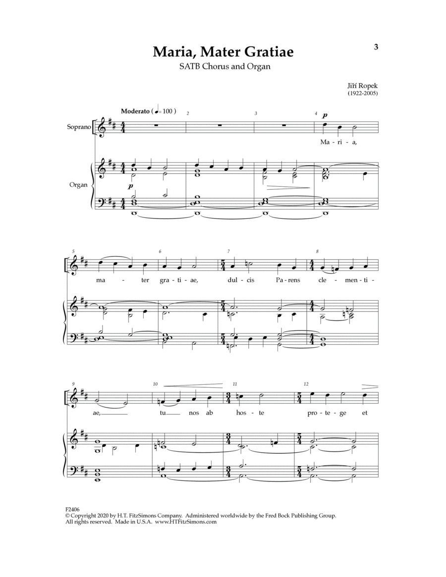 Maria, Mater Gratiae 4-Part scores gallery preview page 1