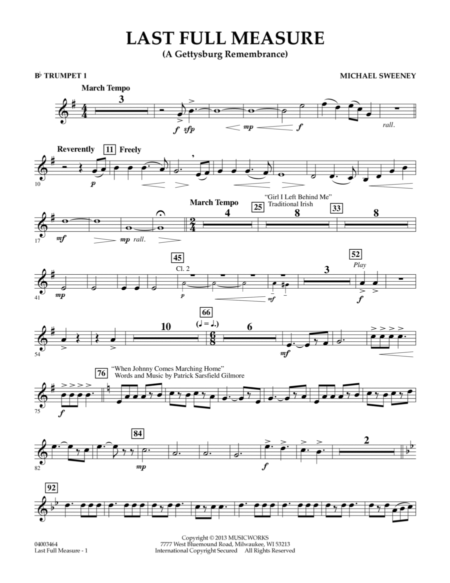 Last Full Measure (A Gettysburg Remembrance) - Bb Trumpet 1