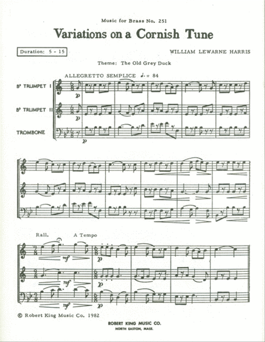 Variations On A Cornish Tune (brass Trio) Brass Trio scores gallery preview page 2