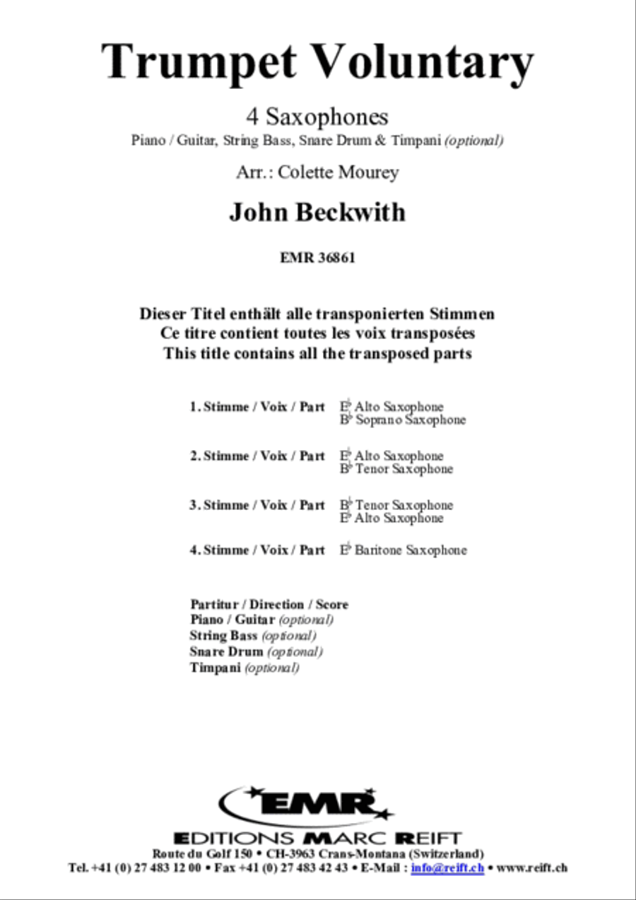 Trumpet Voluntary Trumpet Voluntary Saxophone Ensemble scores gallery preview page 2