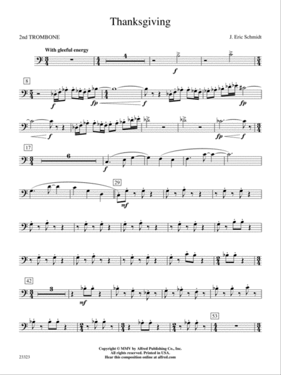 Thanksgiving: 2nd Trombone Concert Band scores gallery preview page 1