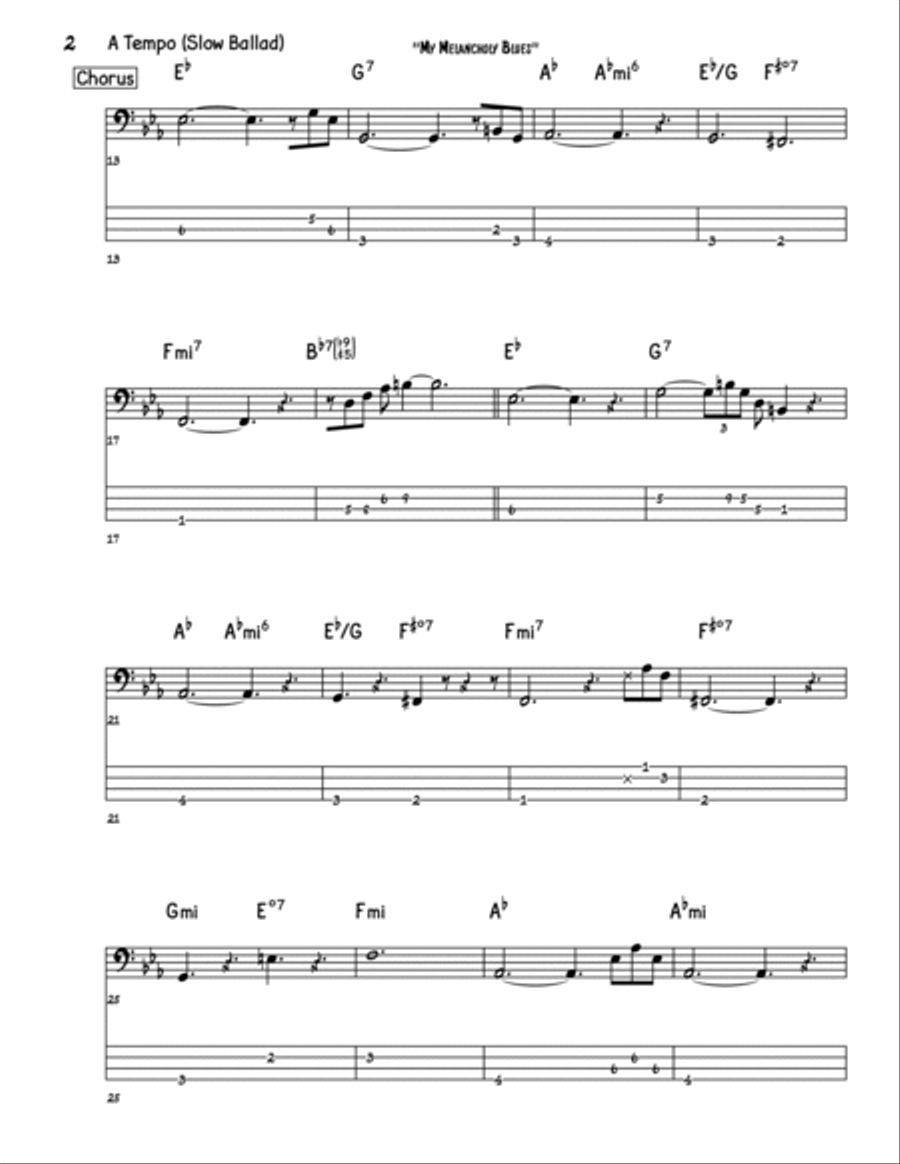My Melancholy Blues Bass Guitar Tablature scores gallery preview page 2