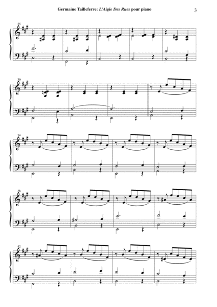 Germaine Tailleferre: L'Aigle des Rues, Suite of five pieces for piano Piano Solo scores gallery preview page 3