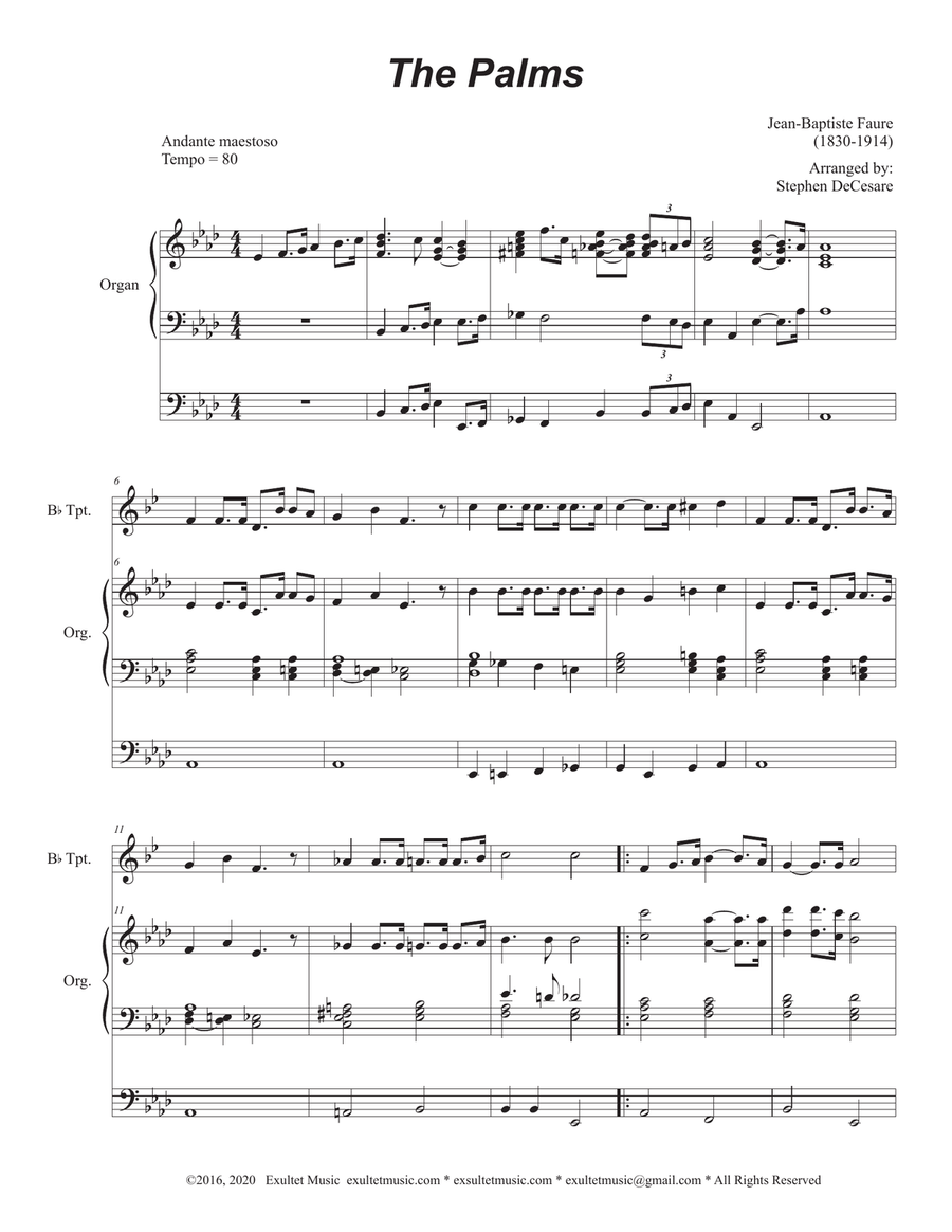 The Palms (Bb-Trumpet solo and Organ) The Palms (Bb-Trumpet solo and Organ) B-Flat Trumpet scores gallery preview page 1