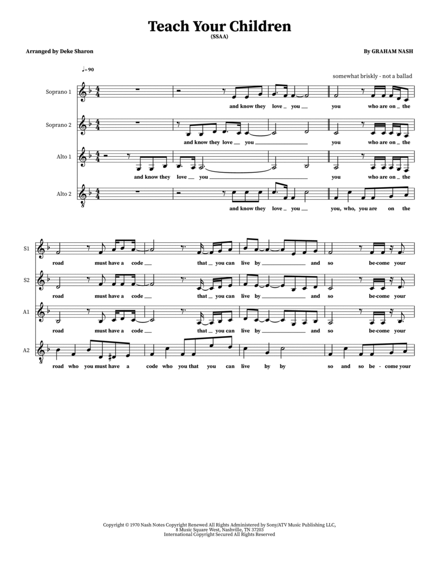 Teach Your Children 4-Part scores gallery preview page 1