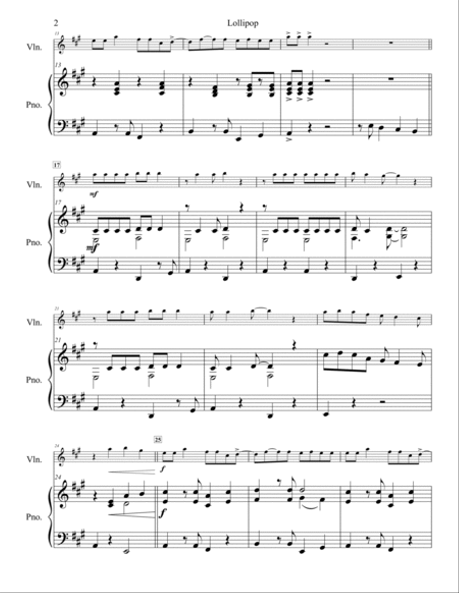Lollipop Violin Solo scores gallery preview page 3