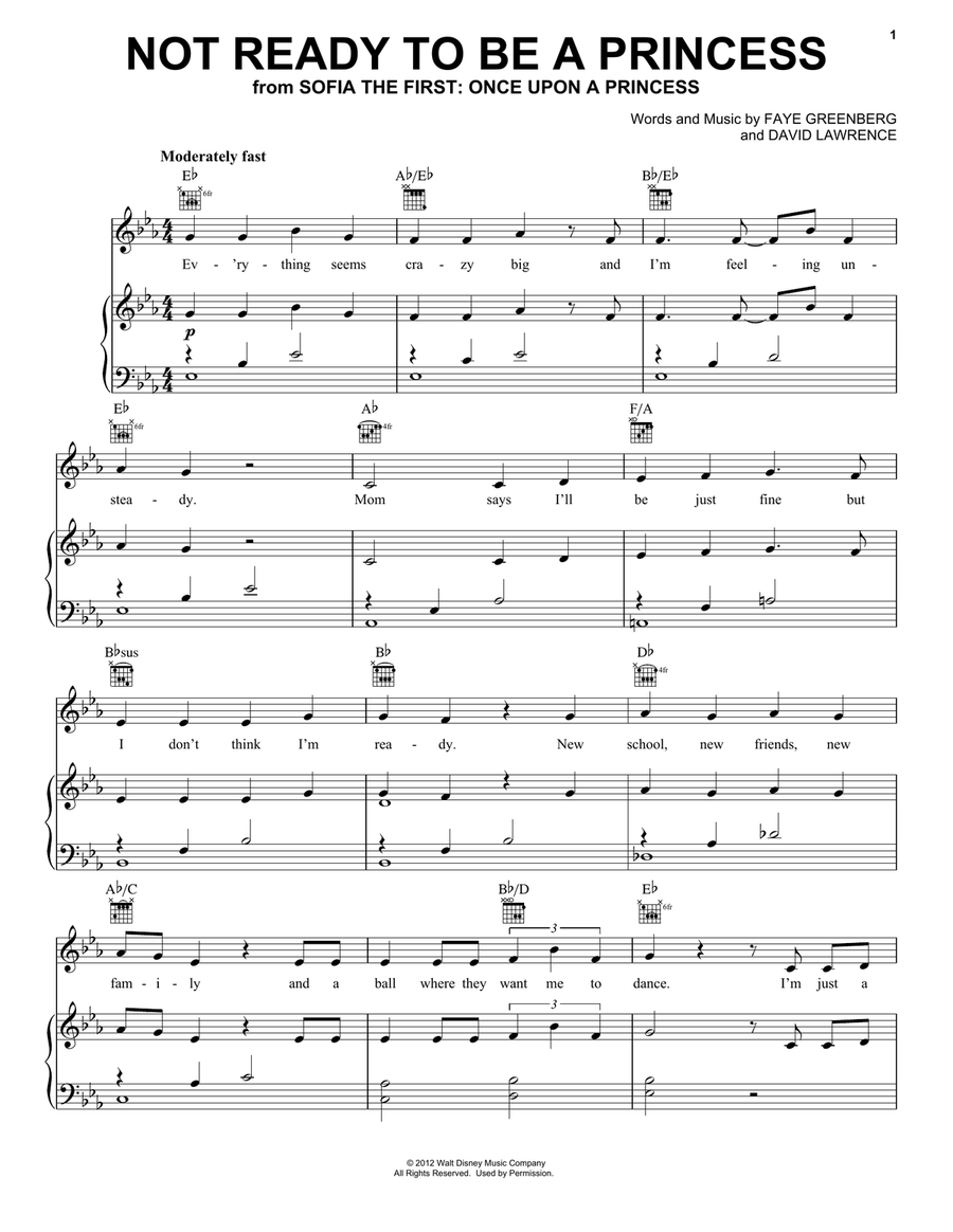 Not Ready To Be A Princess (from Disney's Sofia The First: Once Upon A Princess) Piano, Vocal, Guitar scores gallery preview page 1