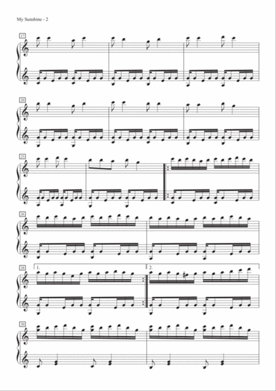 My Sunshine My Sunshine Piano Solo scores gallery preview page 3