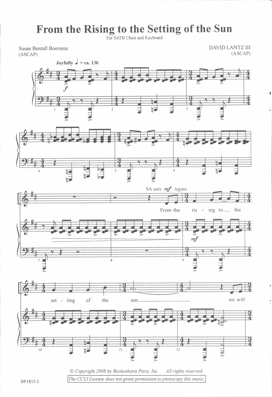 From the Rising to the Setting of the Sun 4-Part scores gallery preview page 2
