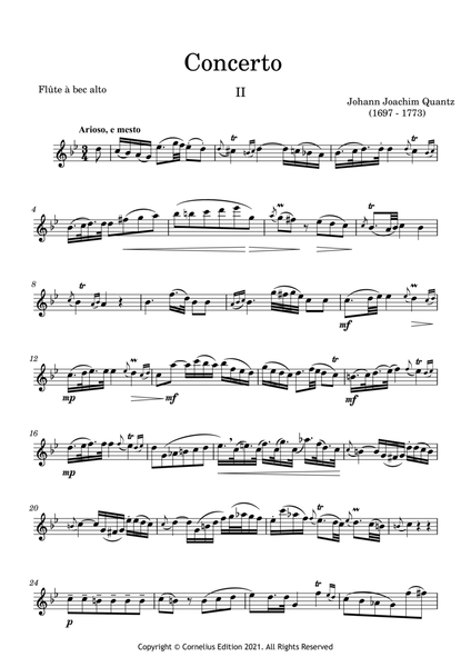 Quantz Concerto in G major. QV 5: 174. Second movement "Arioso." Flute Treble Recorder Duet. image number null