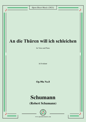 Book cover for Schumann-An die Thuren will ich schleichen,Op.98a No.8,in b flat minor