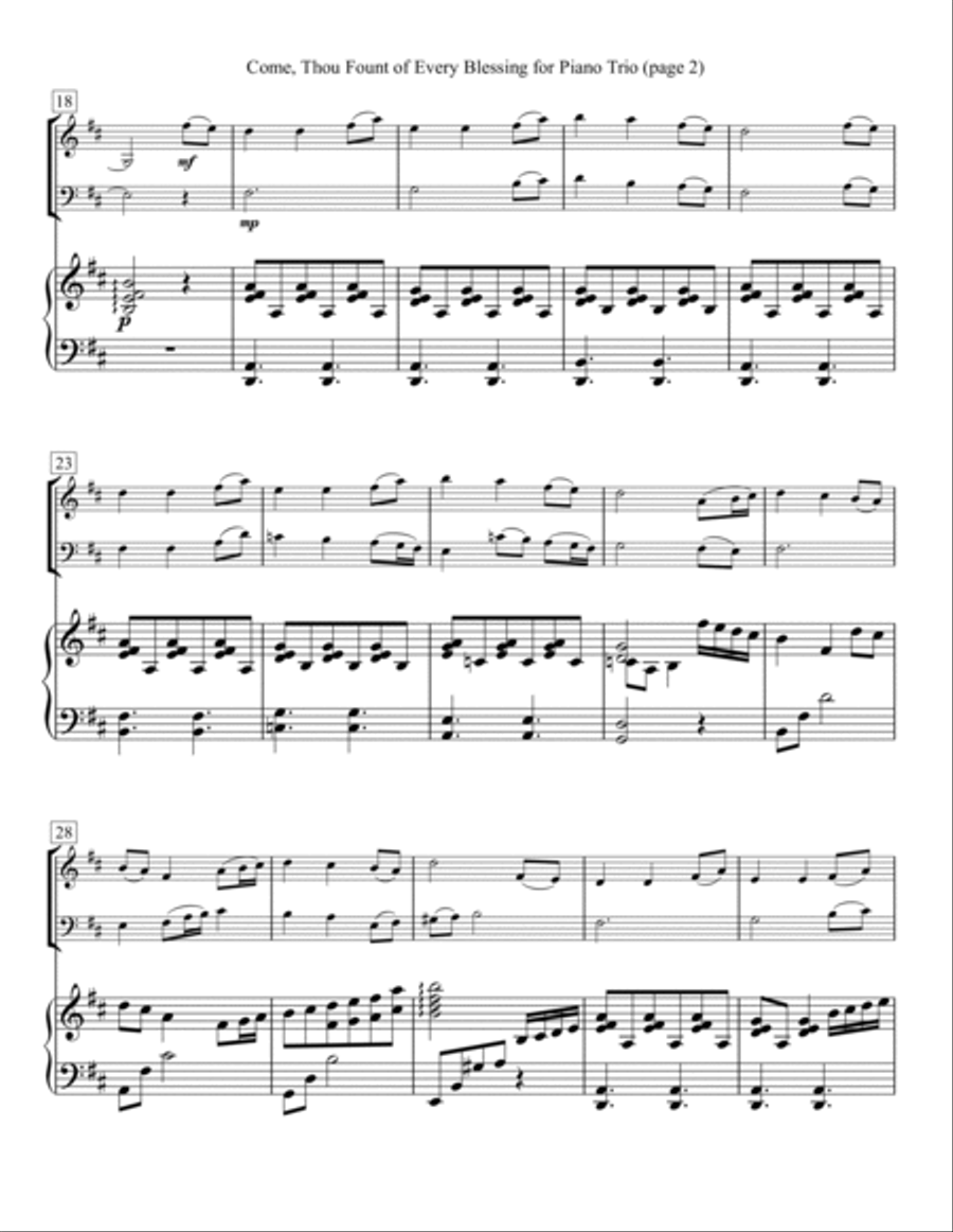 Come, Thou Fount of Every Blessing for Piano Trio Piano Trio scores gallery preview page 2