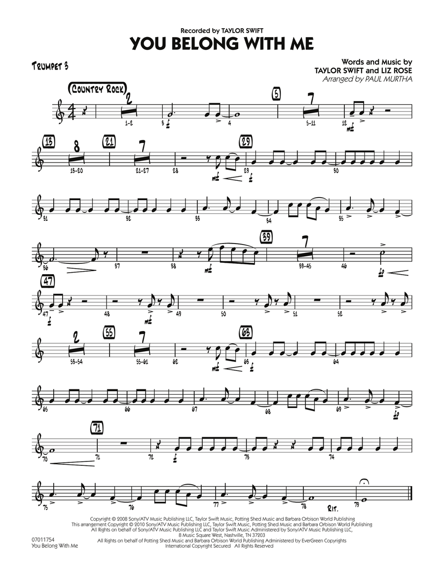 You Belong With Me - Trumpet 3