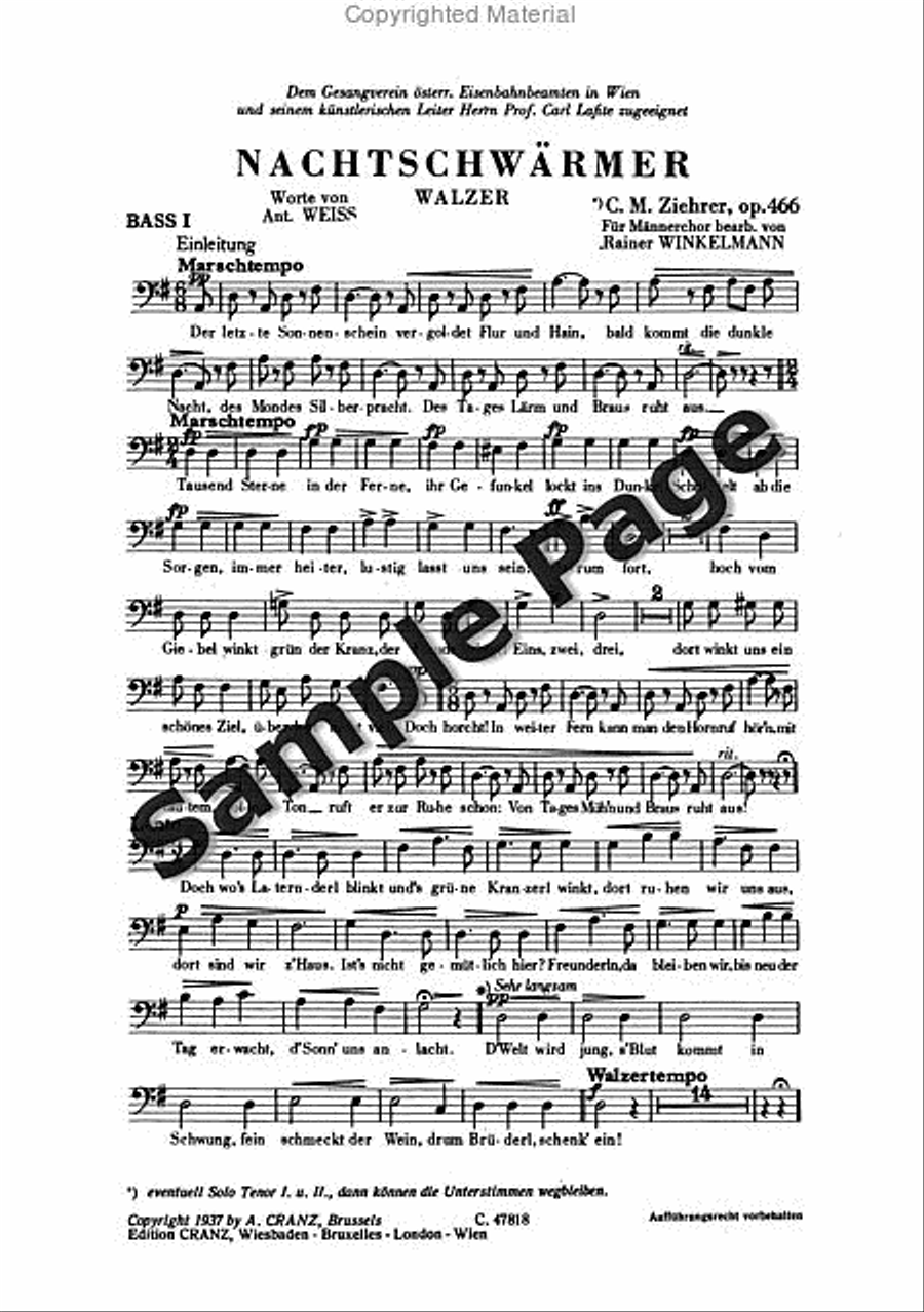Ziehrer Cm Nachtschwaermer Op466 TTBB scores gallery preview page 2