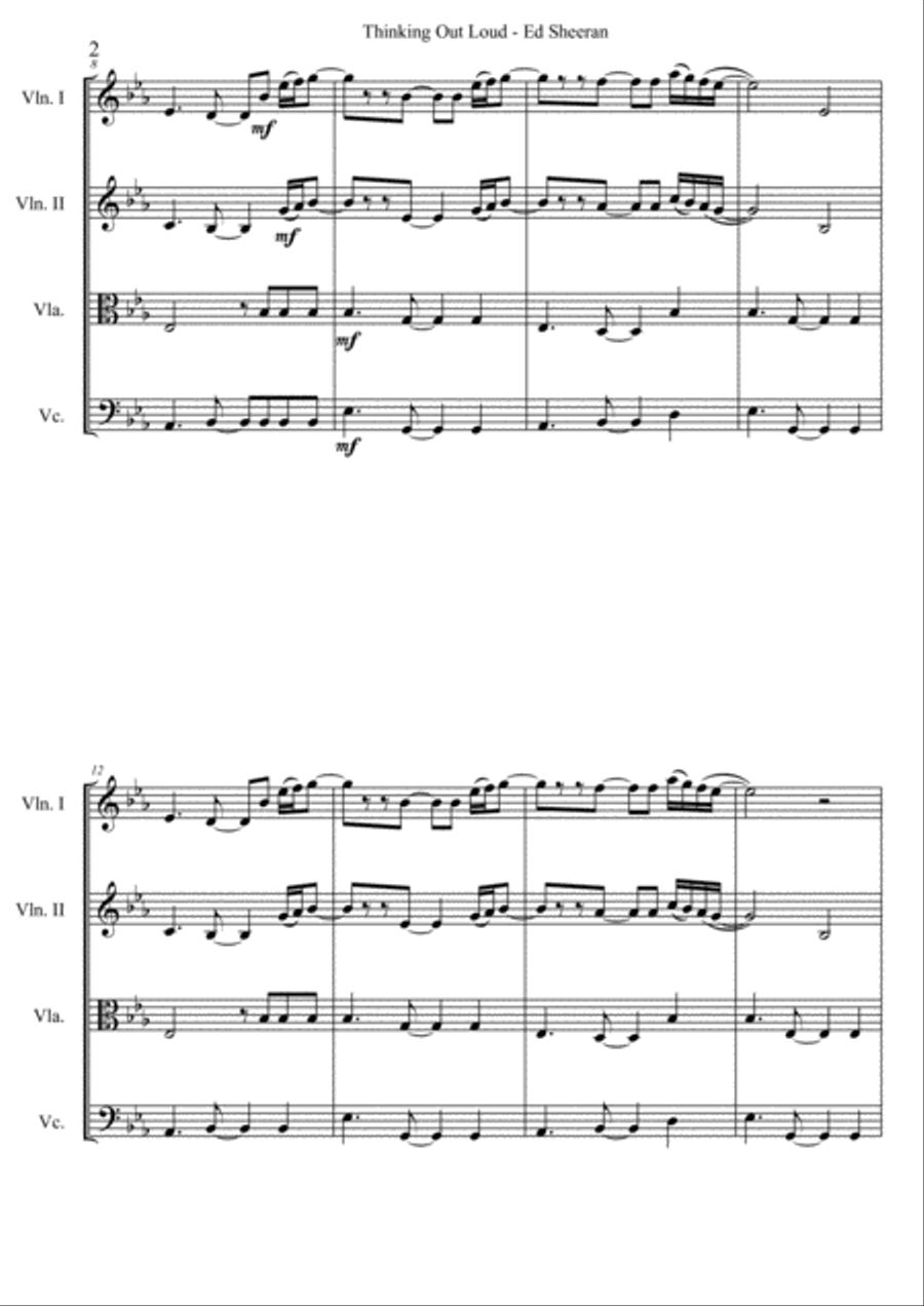 Thinking Out Loud Thinking Out Loud String Quartet scores gallery preview page 2