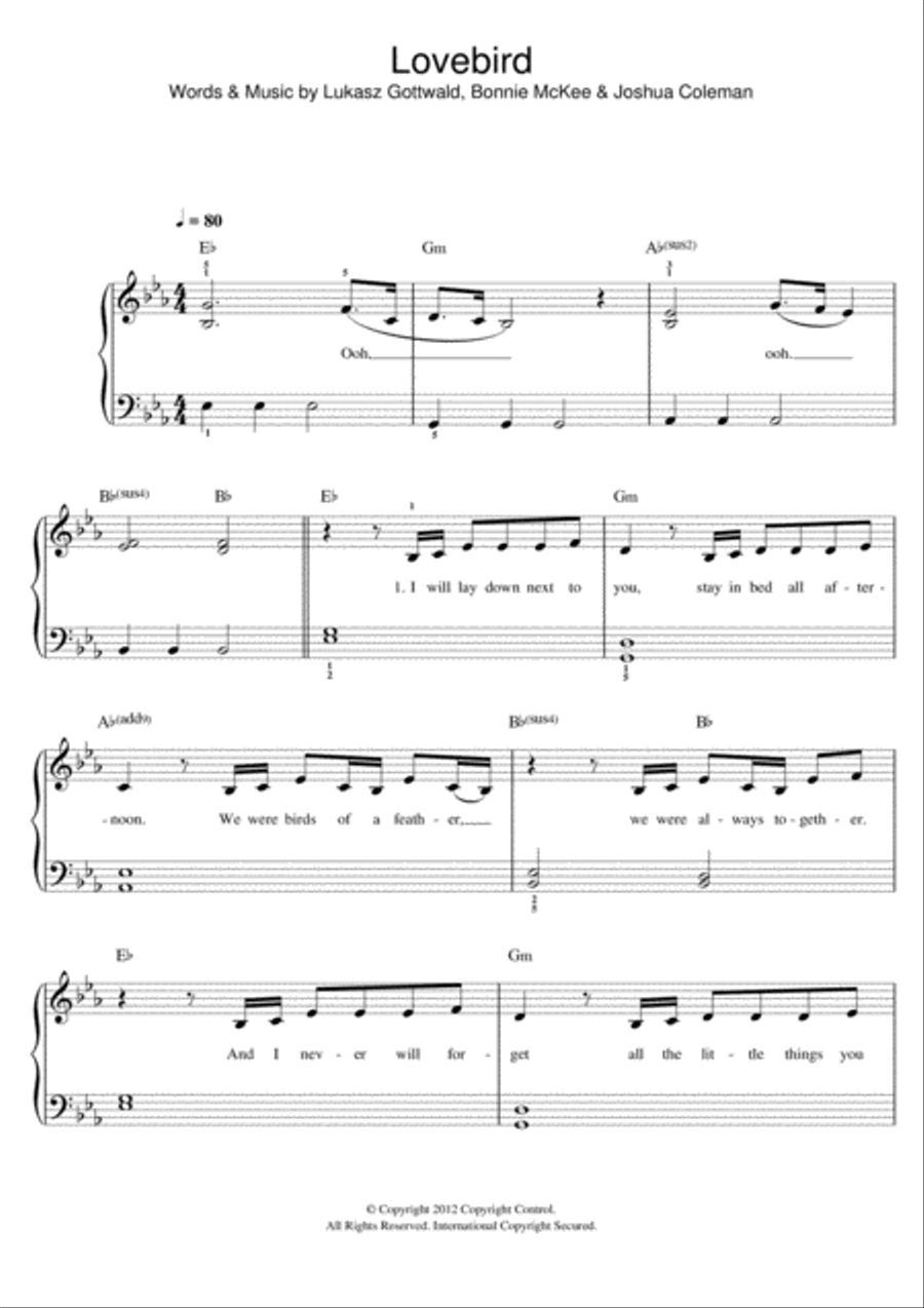 Lovebird Easy Piano scores gallery preview page 1