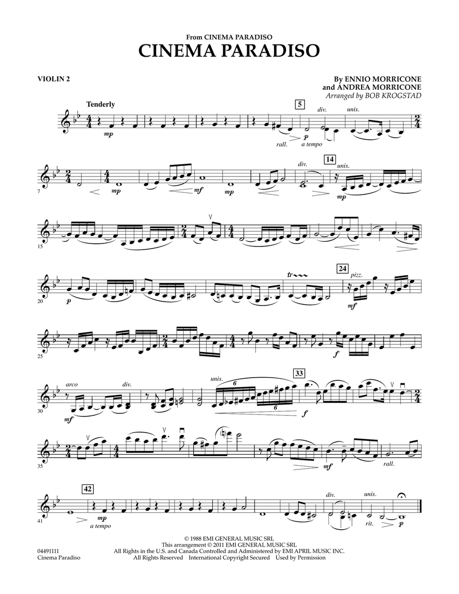 Cinema Paradiso - Violin 2 Orchestra scores gallery preview page 1