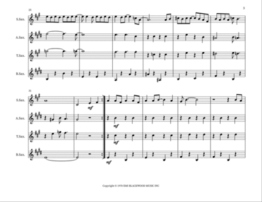 Put Your Hand In The Hand Saxophone Quartet scores gallery preview page 3
