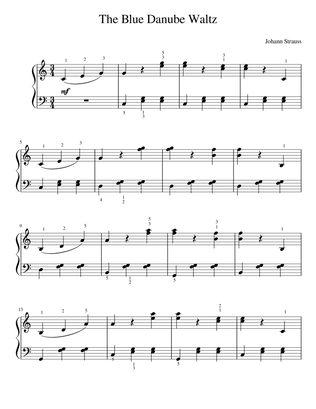 The Blue Danube Waltz (By Strauss) - Early Intermediate Piano Sheet Music