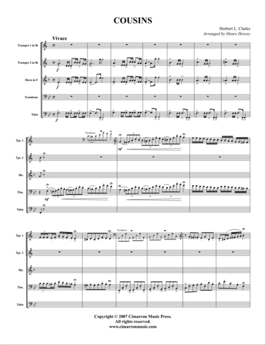 Cousins Cousins Brass Quintet scores gallery preview page 1