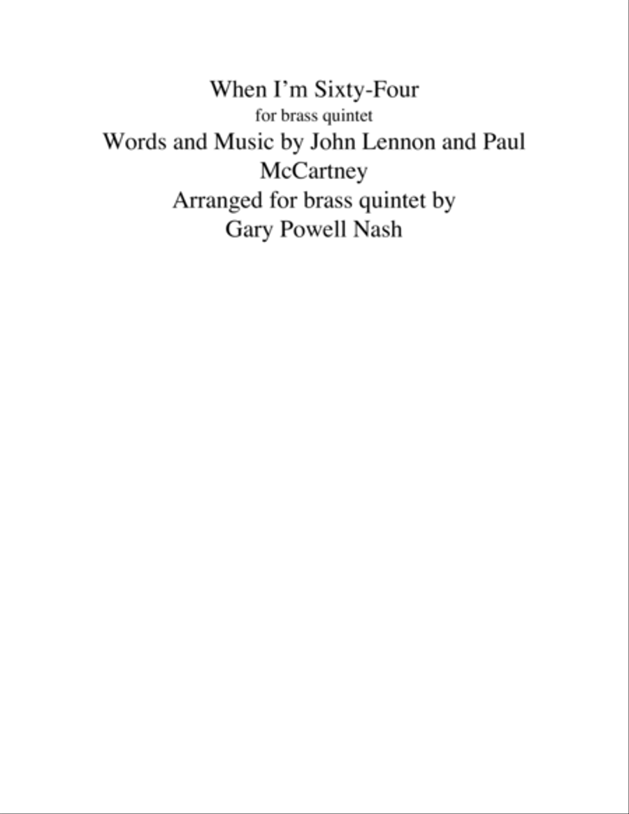 When I'm Sixty-Four Brass Ensemble scores gallery preview page 1