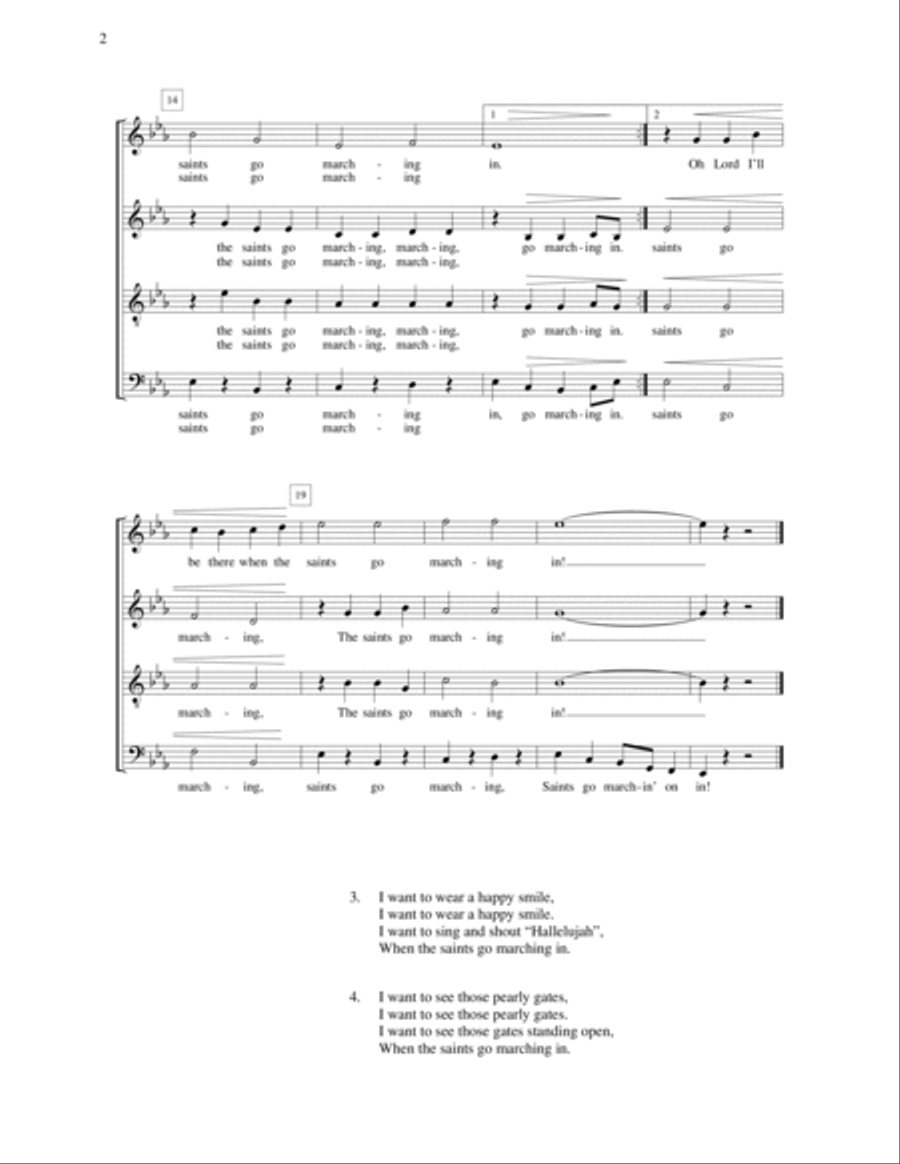 When the Saints Go Marching In 4-Part scores gallery preview page 2