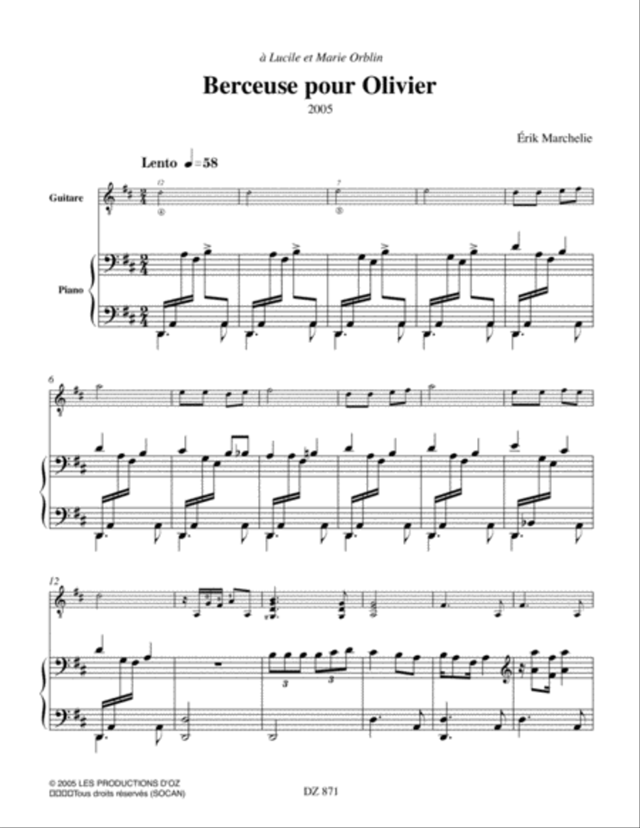 Berceuse pour Olivier Classical Guitar scores gallery preview page 2