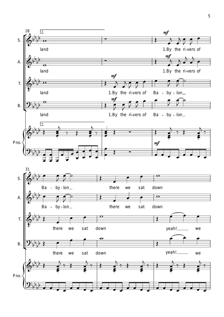 Rivers Of Babylon 4-Part scores gallery preview page 6