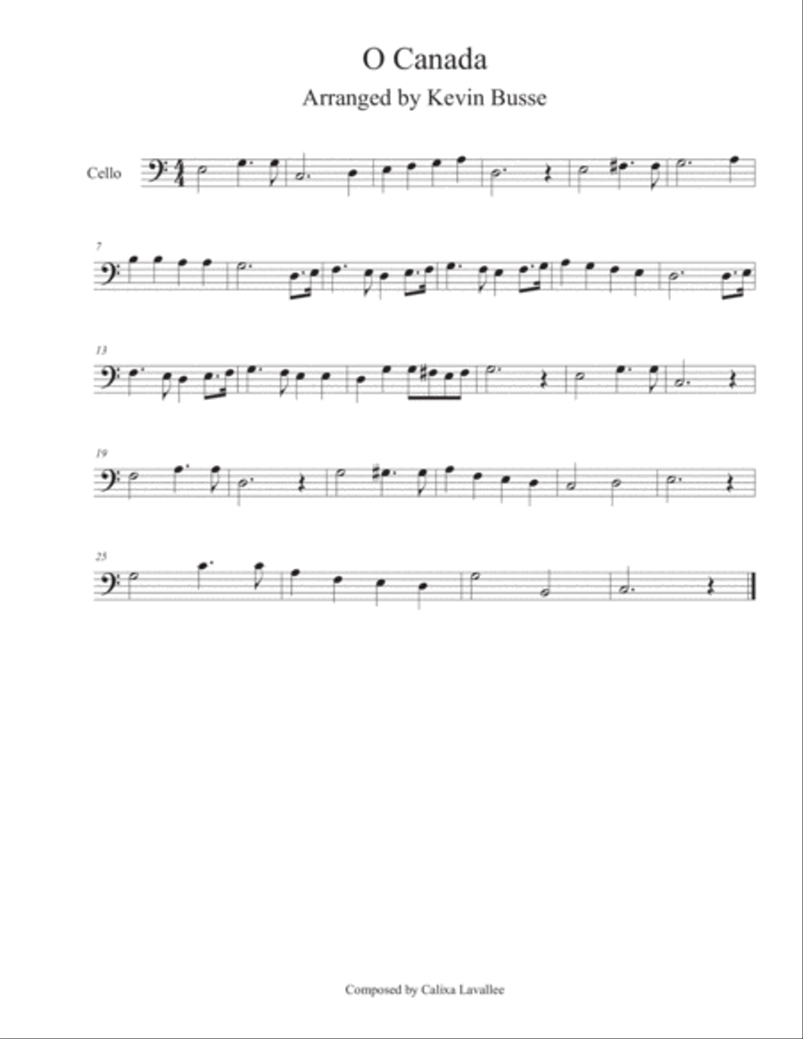 O Canada - Cello O Canada - Cello Cello Solo scores gallery preview page 1