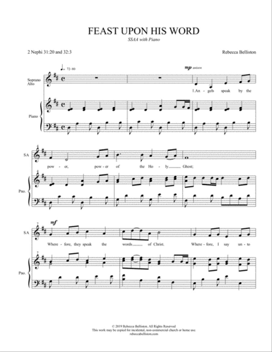 Feast Upon His Word by Rebecca Belliston SSAA - Digital Sheet Music