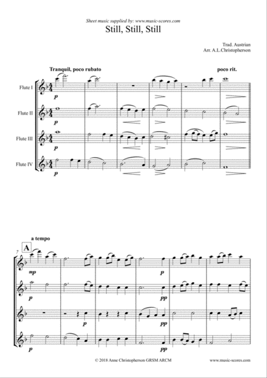 Still, Still, Still - 4 Flutes Flute Quartet scores gallery preview page 1