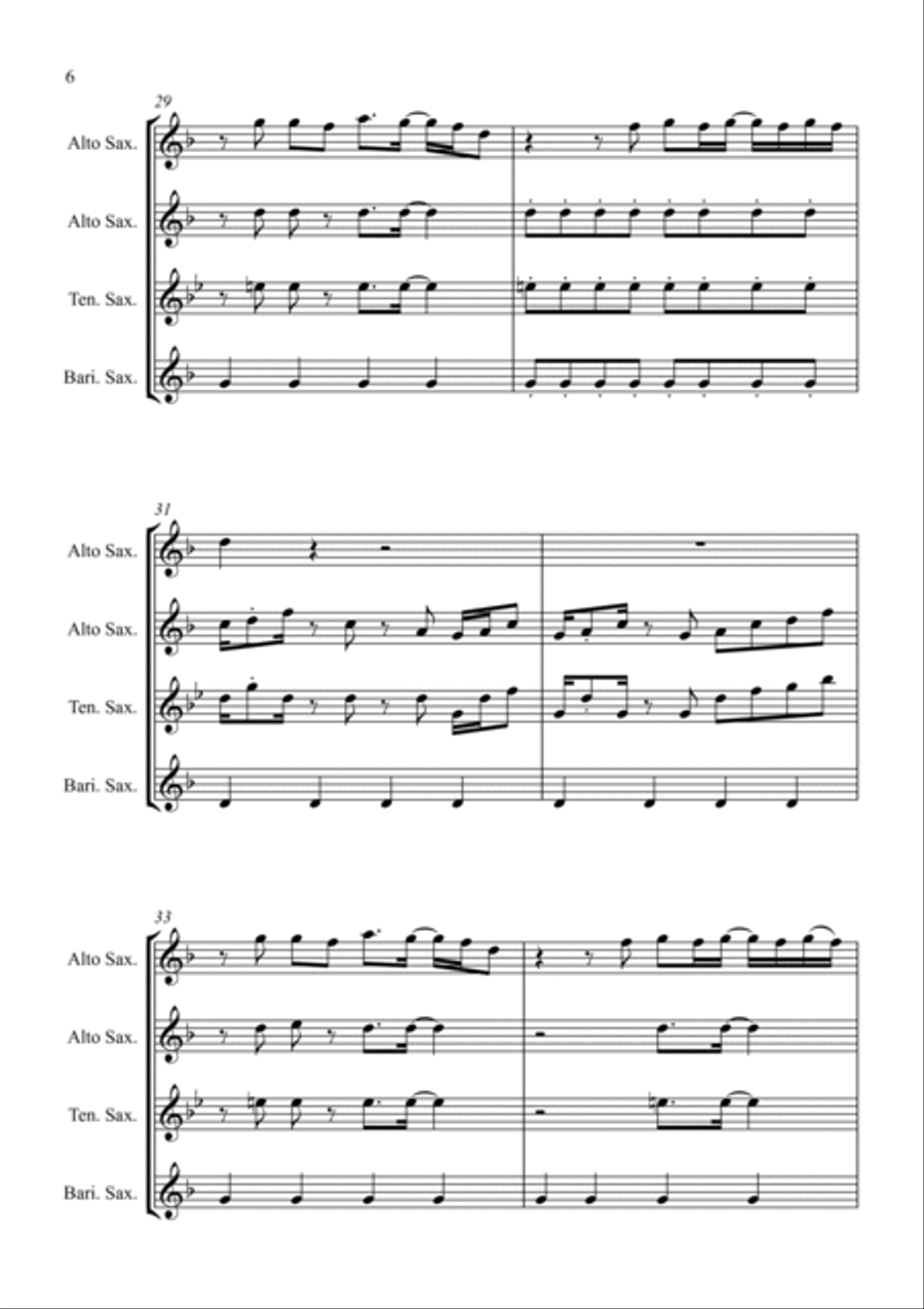 Stayin' Alive Stayin' Alive Saxophone Quartet scores gallery preview page 6