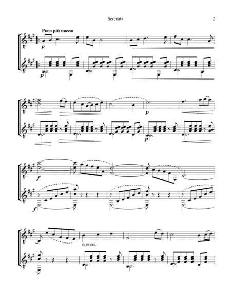 Serenata Rimpianto Op. 6 for easy guitar duo (A Major) image number null